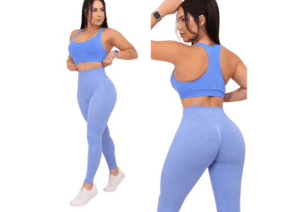 Calça Legging Lupo Cós Alto Modela Bumbum, Cor Azul Claro