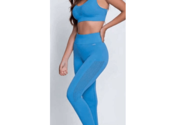 Legging Canelada Selene Sem Costura, Cor Azul Claro